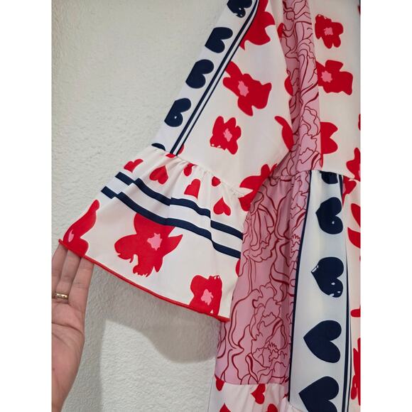 NWT XL Boho Patchwork Dress – Hearts, Florals & Animal Print Festival Statement - Picture 3 of 6